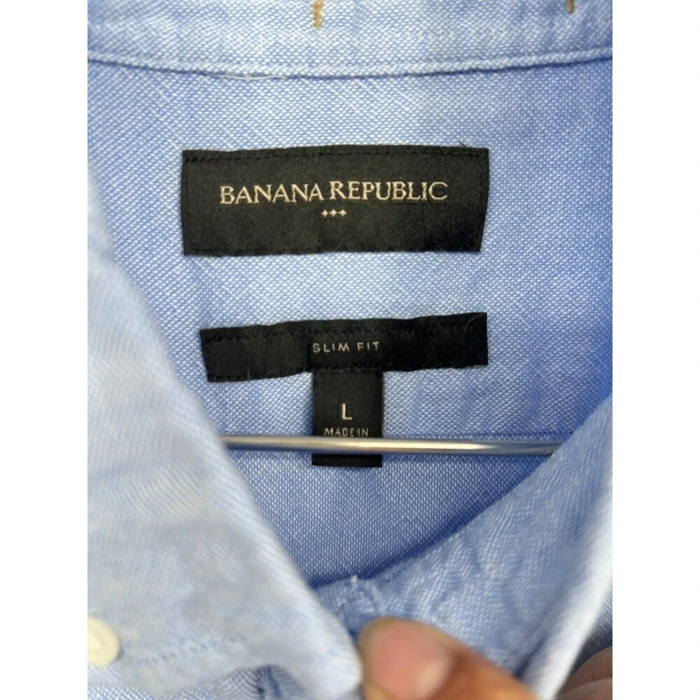 Banana Republic Factory Mens Slim Fit 100% Cotton Blend Shirt L Light Blue